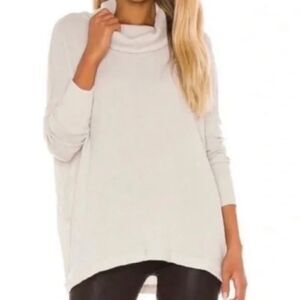 Free People Juicy Waffle Knit Top Long Sleeves Stone Cold Small